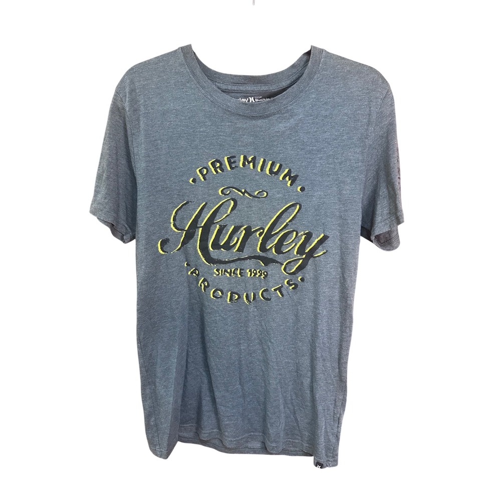 Hurley Buckle Mens Graphic T-Shirt Green Premium Fit Short Sleeve Tee Medium